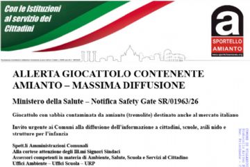 Avviso alla cittadinanza-Allerta giocattolo contenente amianto - Ministero della Salute – Notifica Safety Gate SR/01963/26